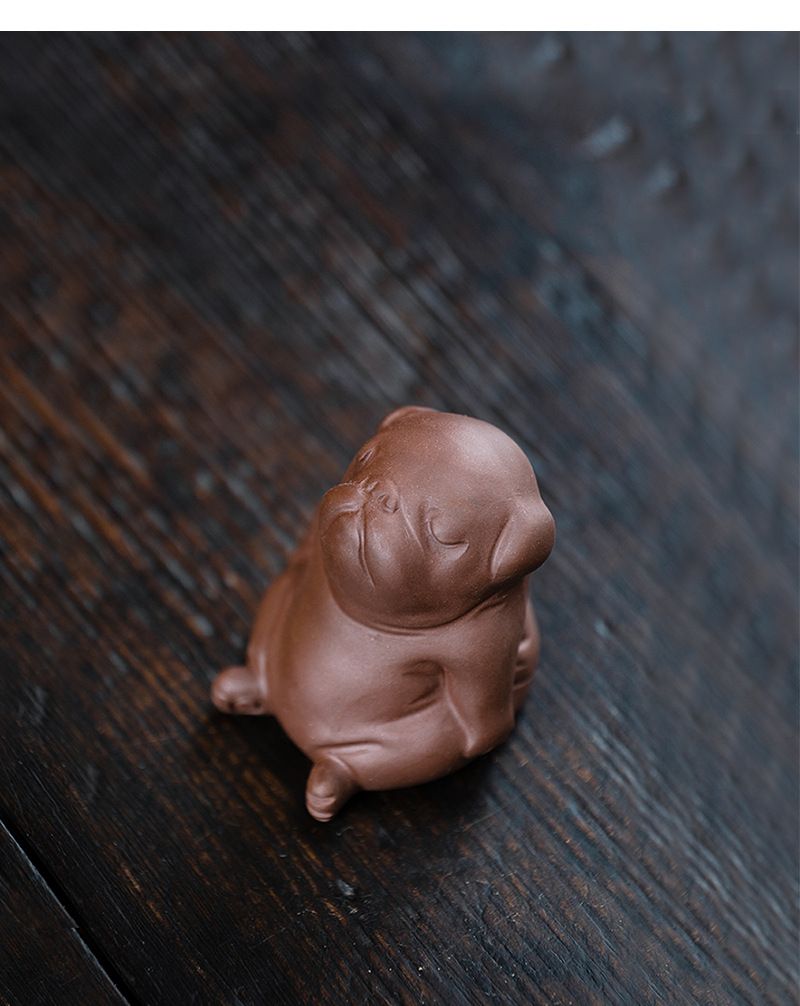 Handcrafted Purple Clay Chinese Kung Fu Tea Accessories Pet Small Lazy Dog, Zisha Tea Pet Meditative Dog Ornaments, Lazy Sleepy Puppy Sculpture Crafts for Decoration - Image 4