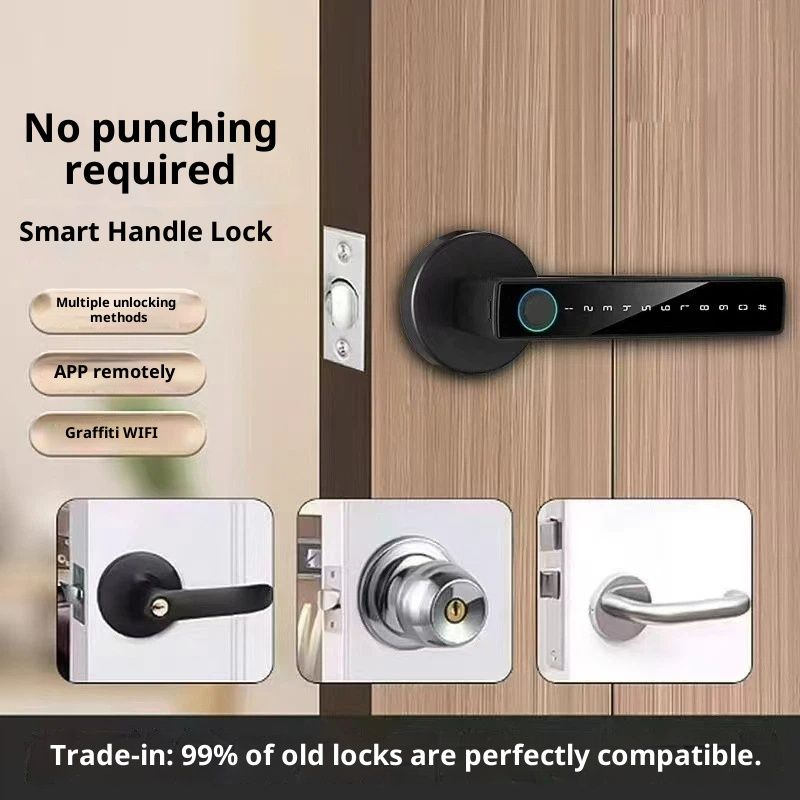 [New] Smart Lock Fingerprint Door Lock,Lock Smart Lock Keyless Entry Door Lock Reader,Home Bedroom Apartment(Black) - Image 2