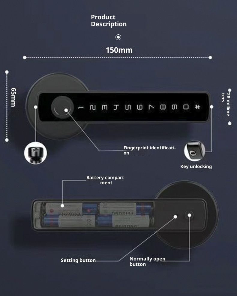 [New] Smart Lock Fingerprint Door Lock,Lock Smart Lock Keyless Entry Door Lock Reader,Home Bedroom Apartment(Black) - Image 4