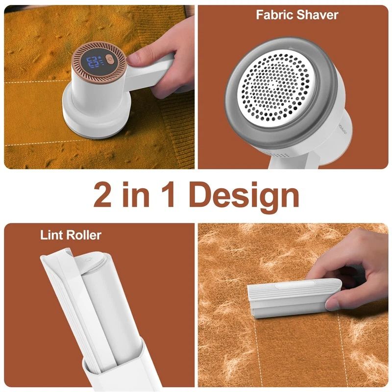 Fabric Shaver Fuzz Remover Rechargeable,  Electric Lint Remover Shaver with 2Blades ， Digital Display, Sweater Couch Fabric Pill Shaver for Sweater90*107*190mm - Image 4