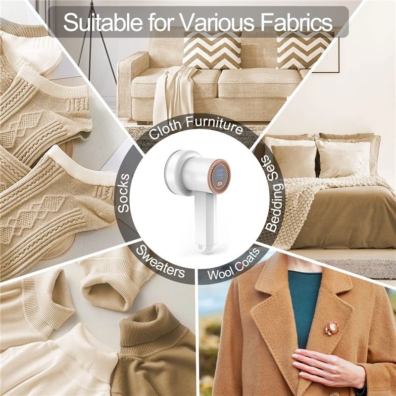 Fabric Shaver Fuzz Remover Rechargeable,  Electric Lint Remover Shaver with 2Blades ， Digital Display, Sweater Couch Fabric Pill Shaver for Sweater90*107*190mm - Image 5
