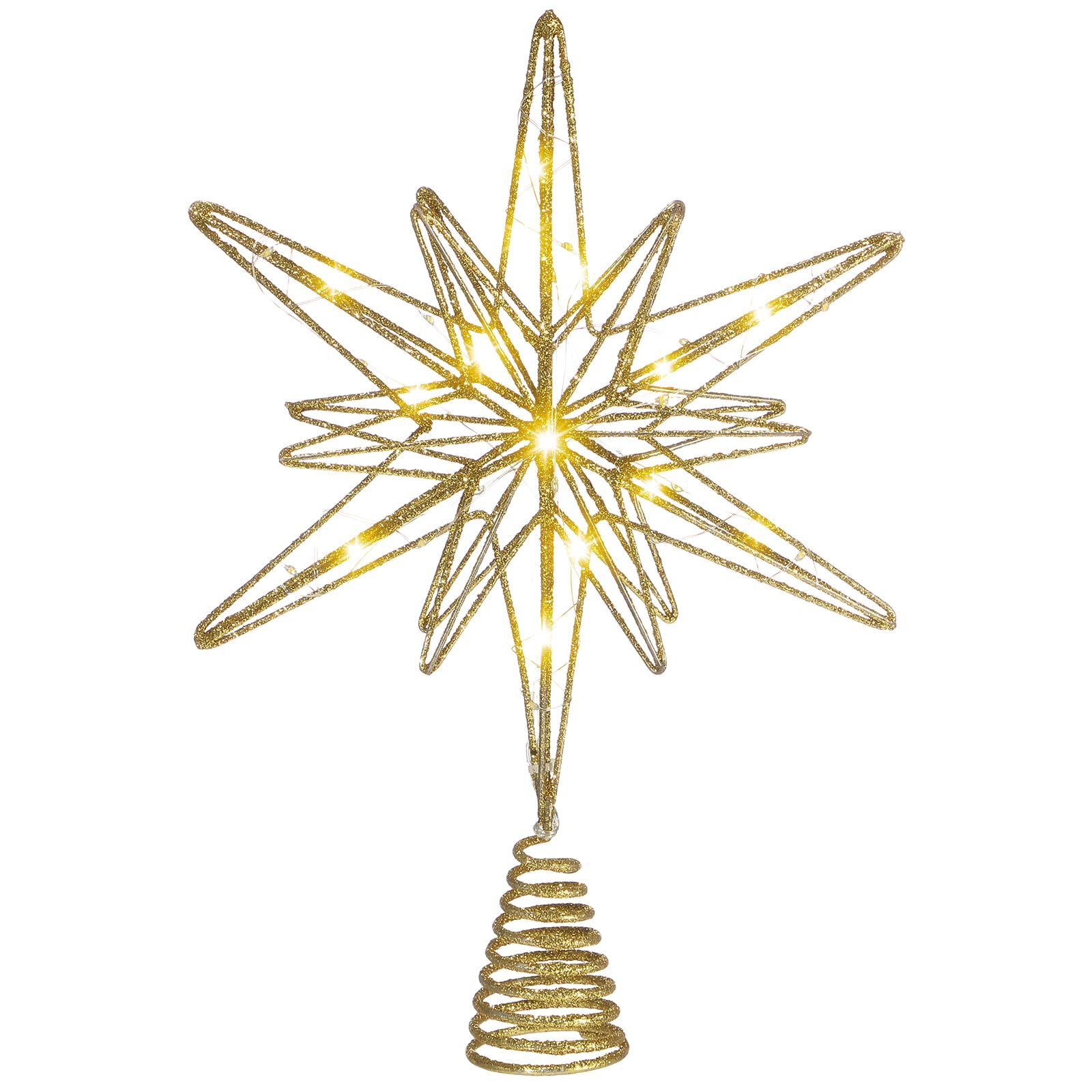 Large Christmas Star Tree Topper ,12.5 Inch Star Tree Topper Glitter Sparkle Xmas Treetop Ornament for Home Holiday Party Decorations(Gold) - Image 1