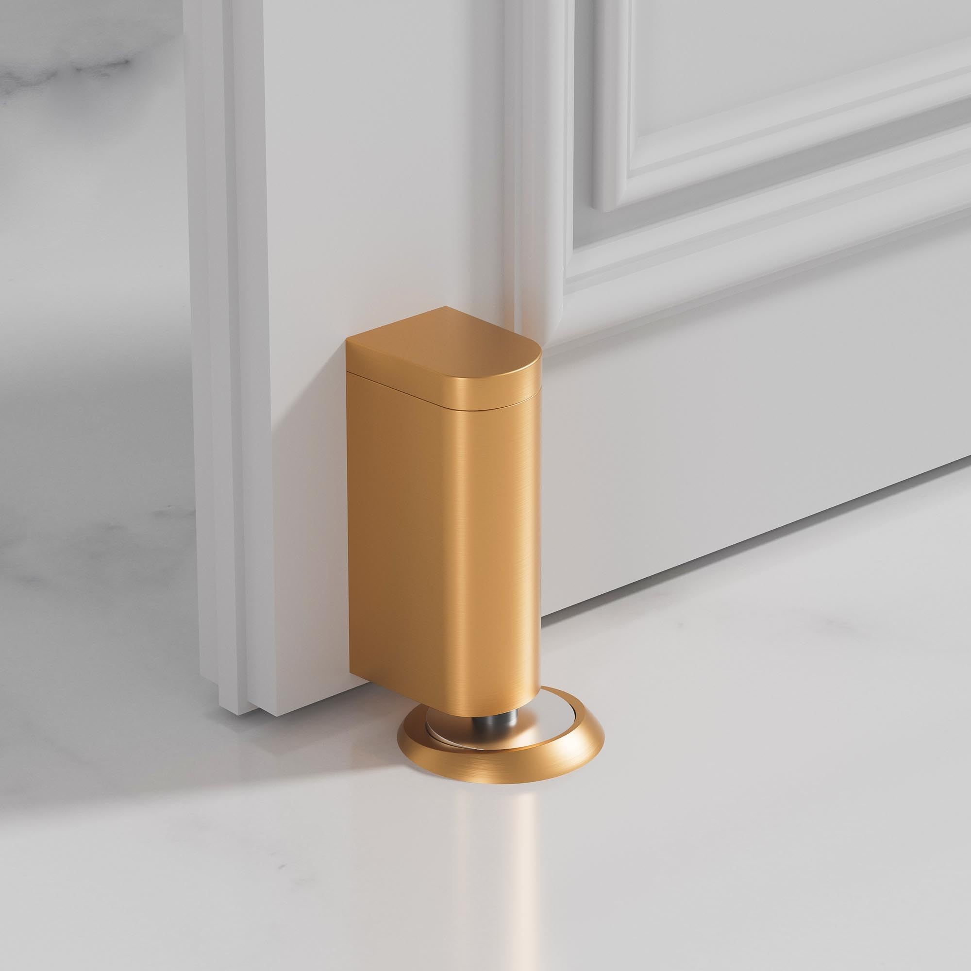 Windproof Magnetic Door Stoppers No Drilling Door Stop Strong Magnet Keep Door Open Door Catch Holder Wall Protect with Screws and 3M Adhesive, Matte Gold, 1 Pack - Image 4
