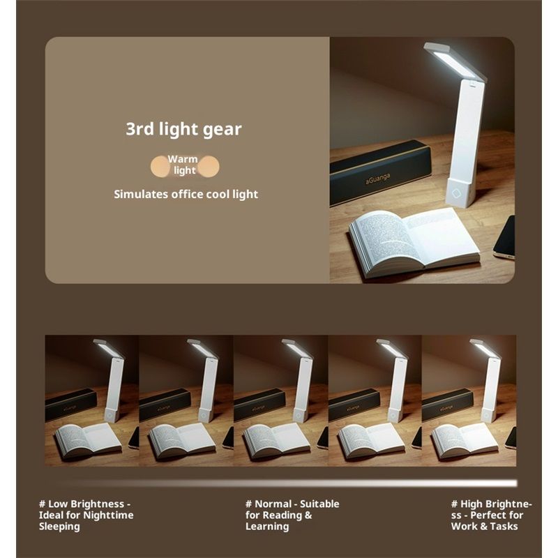 Powered Rechargeable Battery LED Desk Lamp, 3 Color Temperatures, Flip Open,Adjustable Angle, Phone Stand & Flicker-Free Eye Comfort, White - Image 3