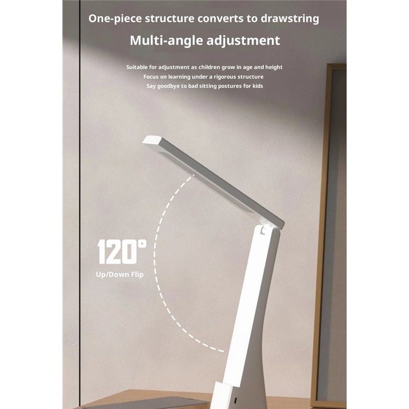 Powered Rechargeable Battery LED Desk Lamp, 3 Color Temperatures, Flip Open,Adjustable Angle, Phone Stand & Flicker-Free Eye Comfort, White - Image 5