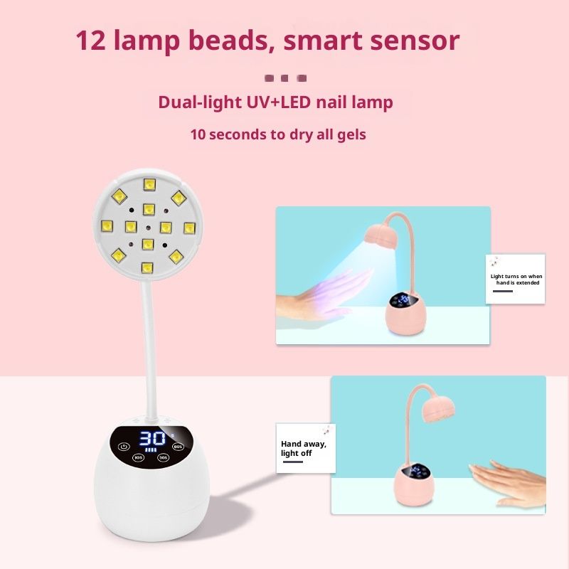 UV LED Nail Lamp Cordless Mini UV Light for Gel Nails Tips,Portable Hands Free Flash Cure Light,USB Rechargeable Nail Dryers with Sensor & 3 Timers,Rotatable Gooseneck Manicure Gel Polish Lamp - Image 4