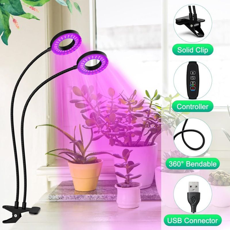 Grow Lights for Indoor Plant, LED Grow Light with Clip, Upgrade LEDs Clip On Plant Lights, Full Spectrum LED Plant Growing Lamp with 3 Modes , Auto Timer 3/9/12H - Image 2