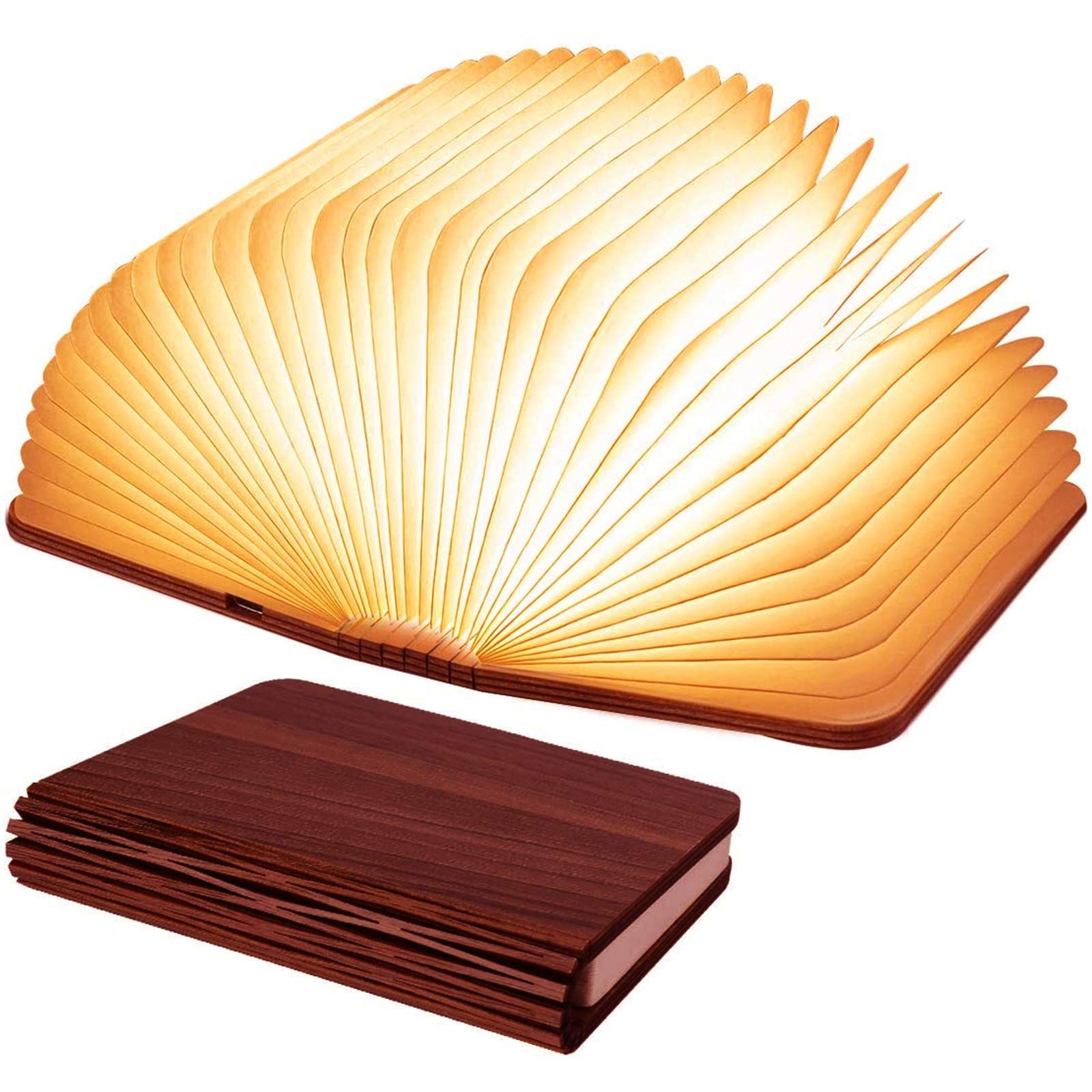 Wooden Book Lamp, Foldable Paper Books Light, Novelty Lighting 360° Bookshaped Night Light,  Paper Lantern for Bookish Decor & Book Lovers Gifts, Christmas Gifts Choice（10.5*14.5*3.8cm) - Image 1