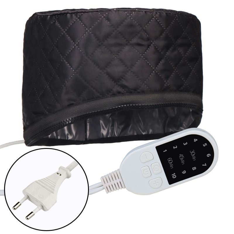 Electric Hair Steamer Cap, Hair Care Hat Heating Cap with 10 Gears Temperature and Timer Control, Thermal Heat Cap for Black Hair Thermal (Black23*17*13cm) - Image 2