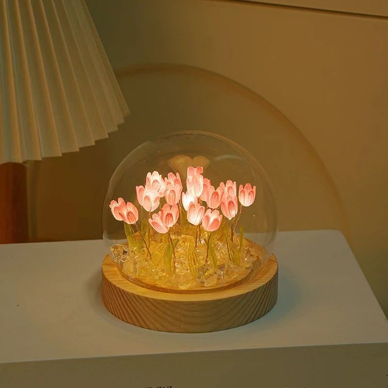 Tulip Night Light Handmade Tulip Decoration Bedroom Sleep Light Atmosphere Simulation Flower Birthday Gift for Friends, Girls, Family (13 Flowers)（10*10*10cm) - Image 2