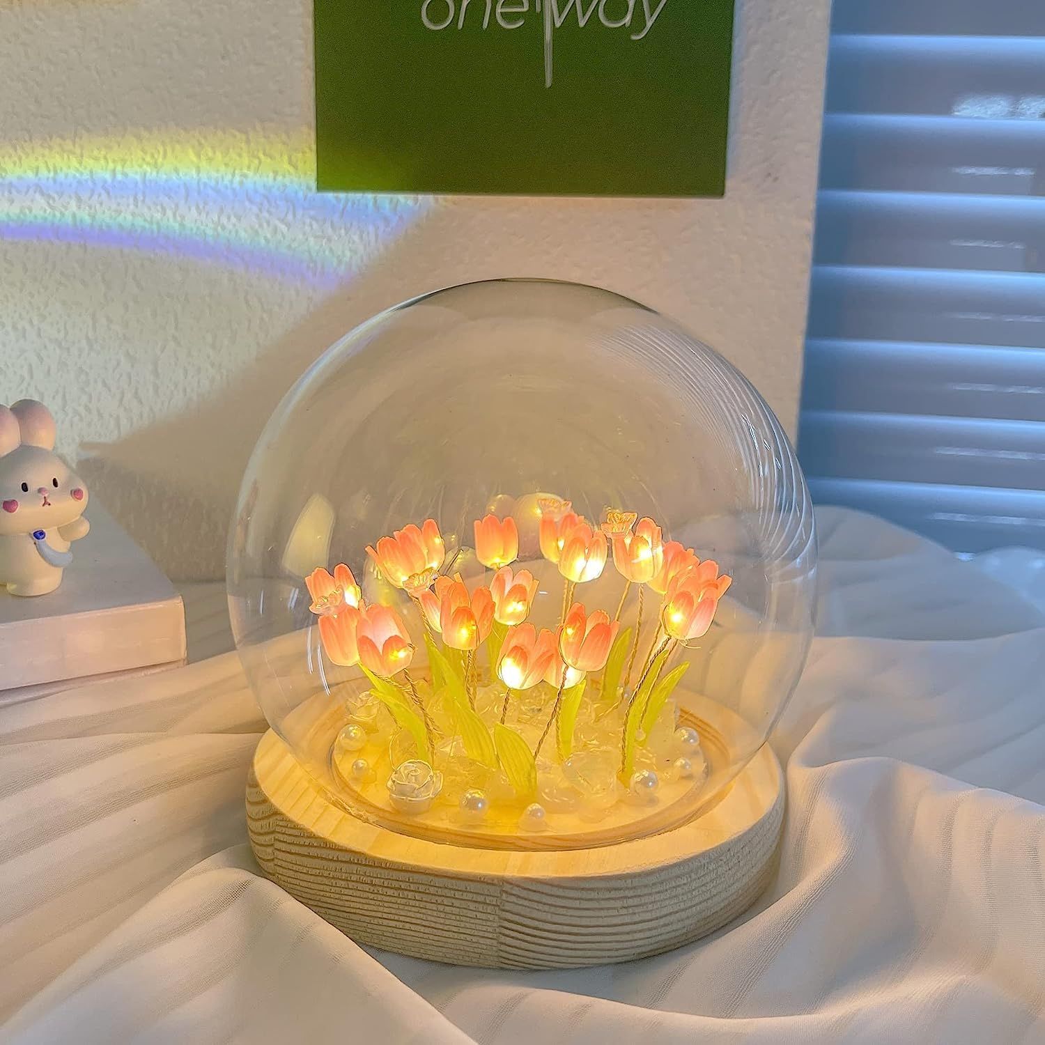 Tulip Night Light Handmade Tulip Decoration Bedroom Sleep Light Atmosphere Simulation Flower Birthday Gift for Friends, Girls, Family (13 Flowers)（10*10*10cm) - Image 3