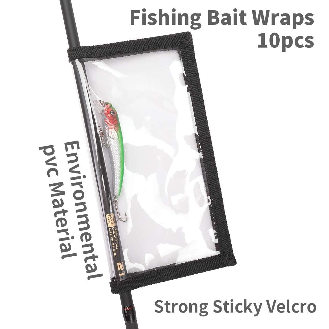 Fishing Lure Wraps 10 Packs Durable Clear PVC Lure Covers Keeps Fishing Safe Easily See Lures Fishing Hook Covers Bait Storage (10pcs 5L+5M) - Image 3