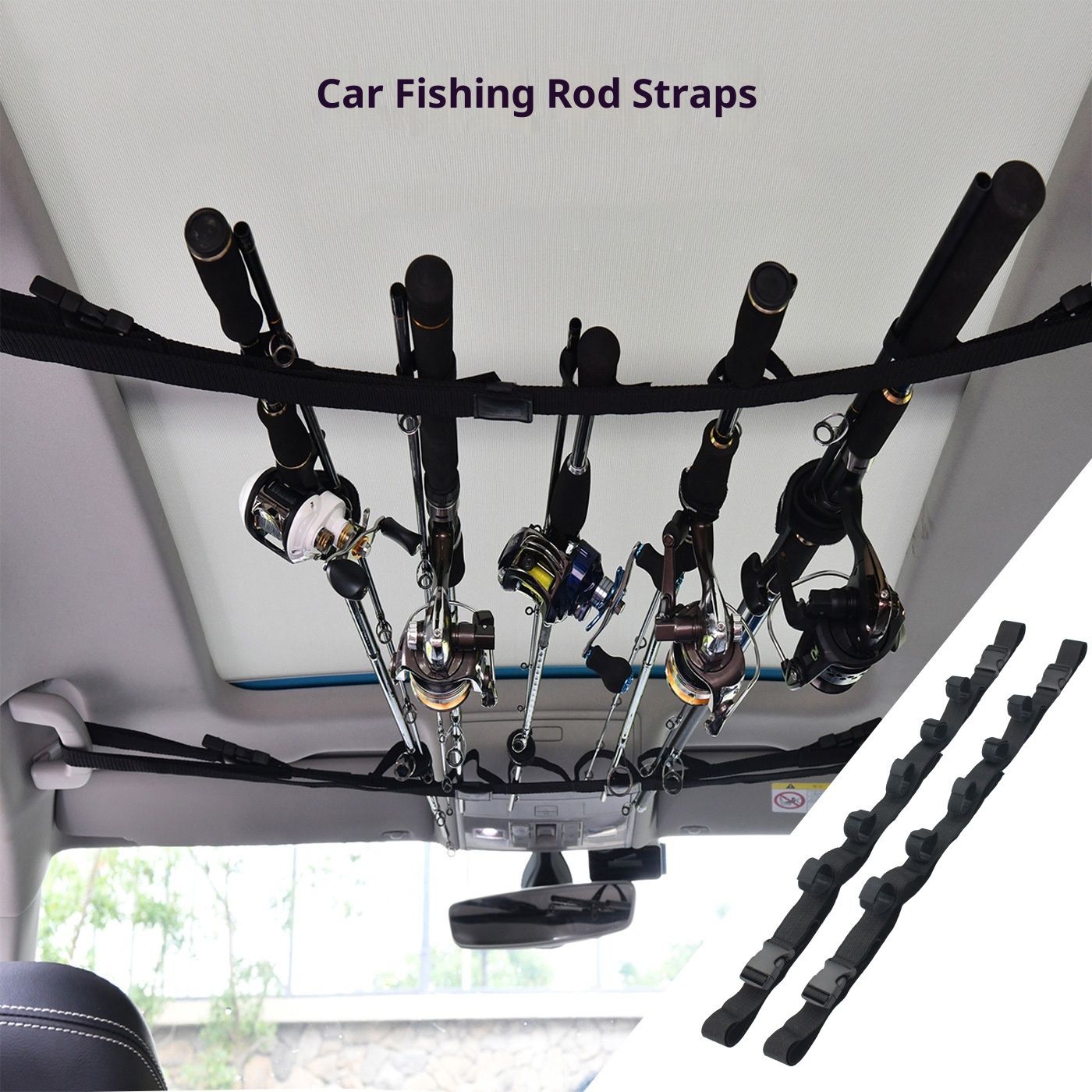 VRC Vehicle Rod Carrier, Car Fishing Rod Holder, 2 Nylon Straps 14.9 