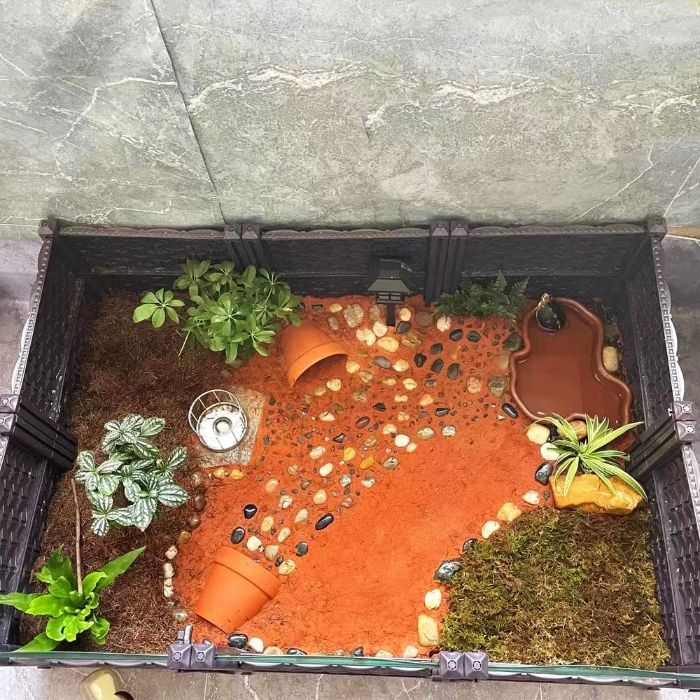 Extra Large Reptile Bathing Pool Reptile Feeding Dish Water Bowl with Ramp Aquarium Ornament for Gecko, Snake, Turtle, Bearded Dragon, Lizard Bath (Brown) - Image 3