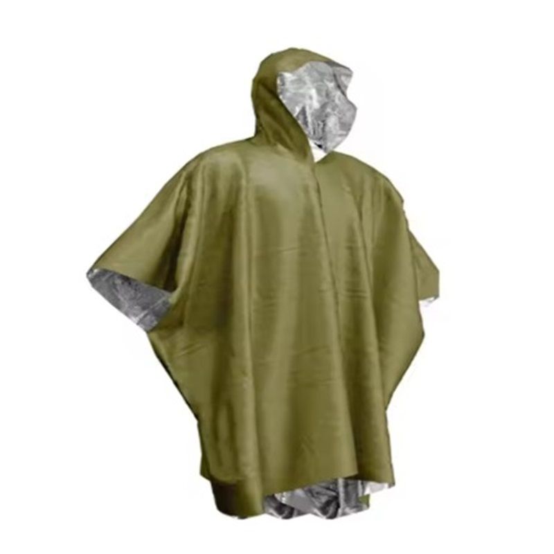 4pcs Emergency Poncho and Mylar Blanket Liner - Waterproof, Wind-Resistant Outdoor Rain Poncho for Camping, Emergencies,Expand size 100 * 130cm(military green） - Image 5