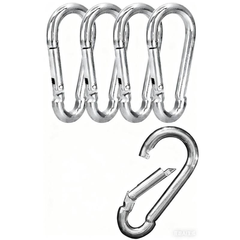Carabiner Clip 5 Pack - Multipurpose Heavy Duty Snap Hooks -  Large Clips for Keys Hook（silvery，7.5*3.6cm) - Image 1