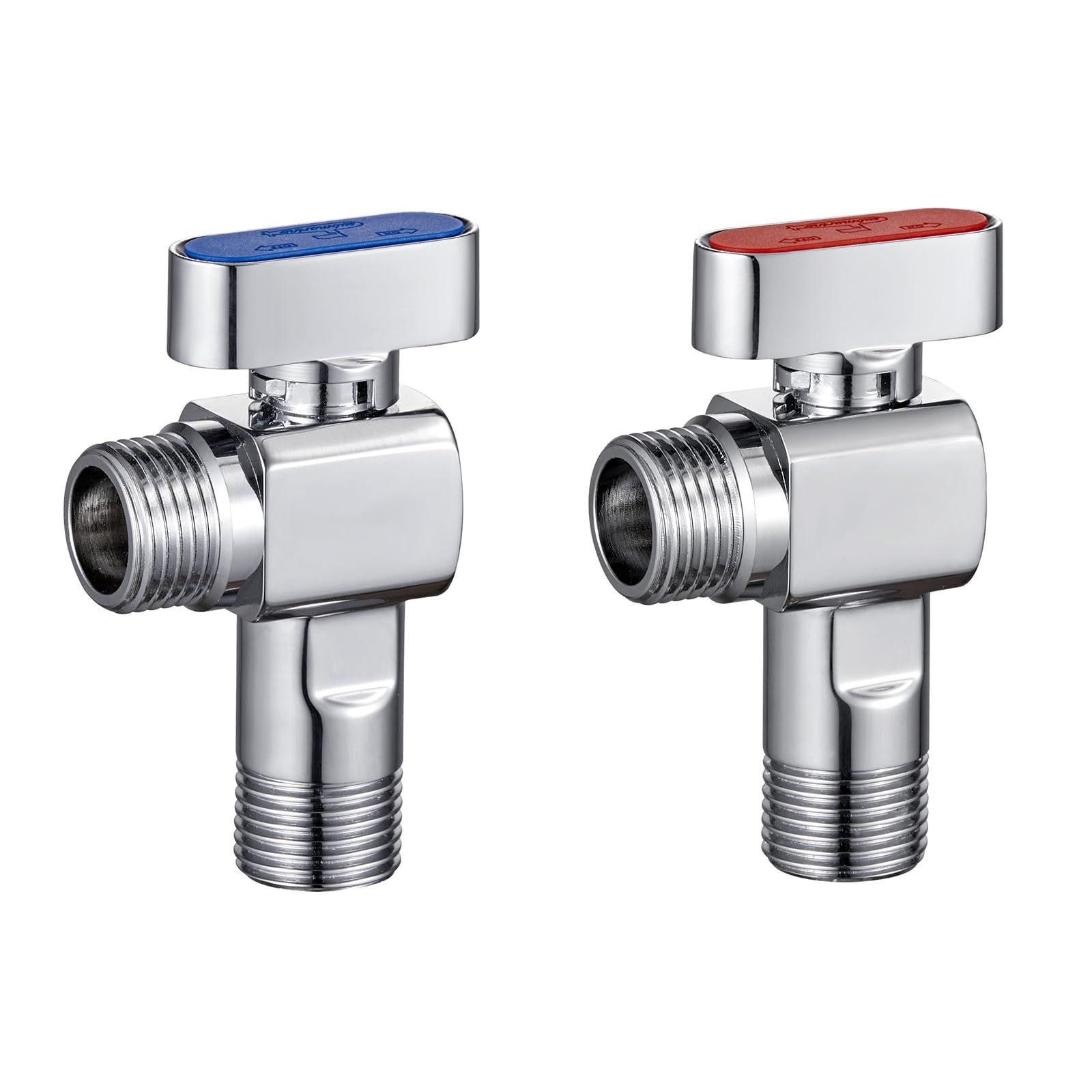 SUBMARINE Angle Stop Valve, Brass Material, 1/2'' Inlet and Outlet Caliber, 1/4 Turn Shut Off Valve, With 3/8'' Adapter, for Hot and Cold Water（2 Pack） - Image 1