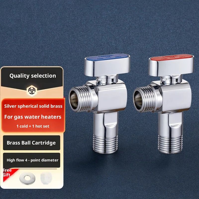 SUBMARINE Angle Stop Valve, Brass Material, 1/2'' Inlet and Outlet Caliber, 1/4 Turn Shut Off Valve, With 3/8'' Adapter, for Hot and Cold Water（2 Pack） - Image 3