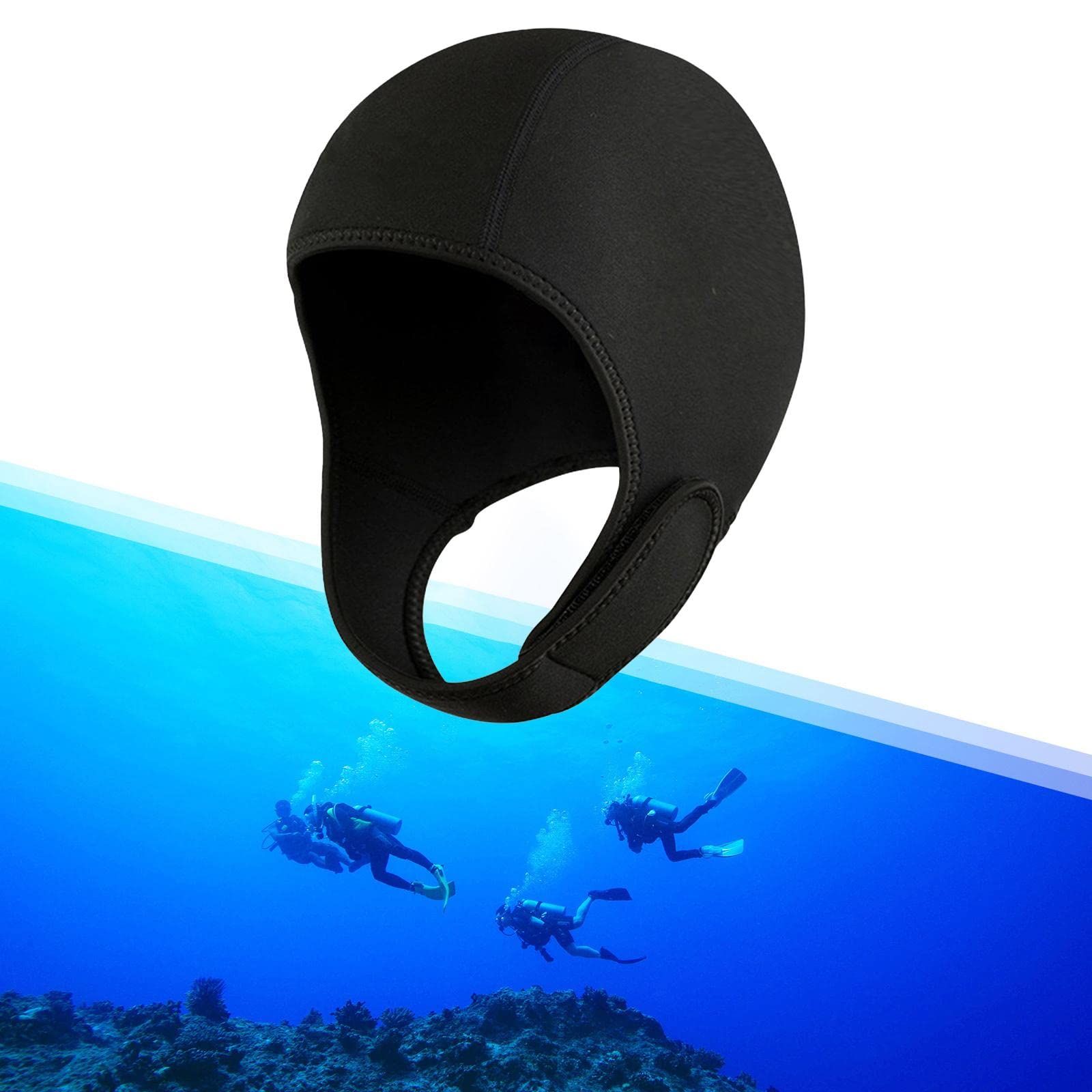 2 Pcs Diving Hood Thermal Wetsuit Hood Cap Swim Caps with Chin Straps Snorkeling Neoprene Surf Beanie 2 mm Diving Headgear for Men Women Sailing Water Sports - Image 4