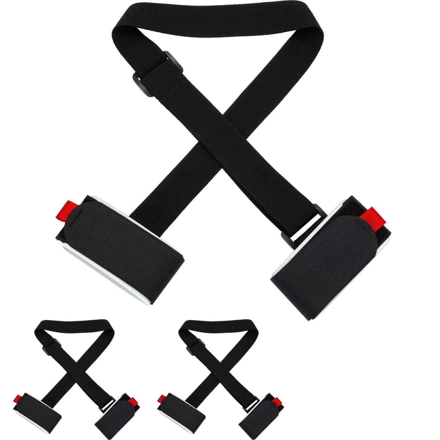 6 Pack Ski Carrier Straps Adjustable Shoulder with Cushioned Fastener Tape Strap Loop Strong for Adults Kids（black+red) - Image 1