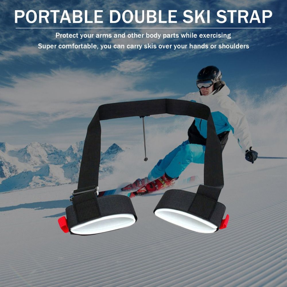 6 Pack Ski Carrier Straps Adjustable Shoulder with Cushioned Fastener Tape Strap Loop Strong for Adults Kids（black+red) - Image 3
