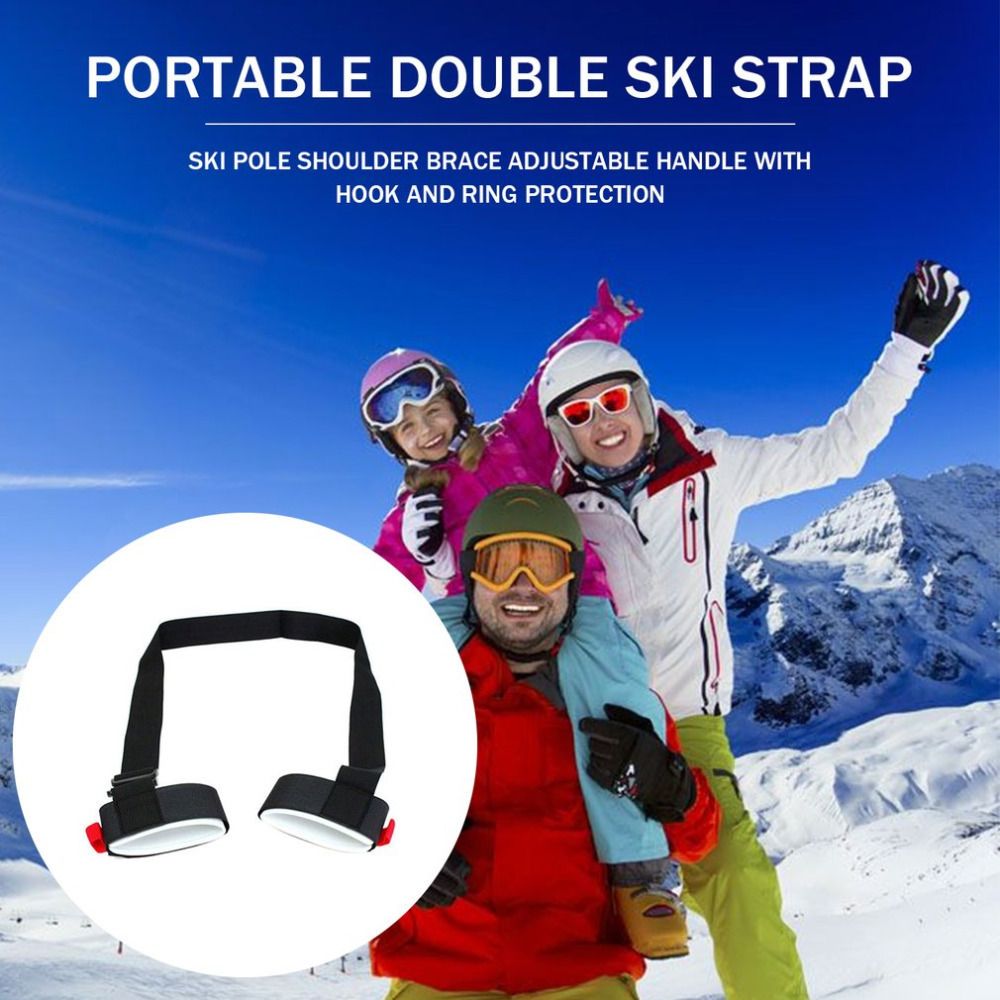 6 Pack Ski Carrier Straps Adjustable Shoulder with Cushioned Fastener Tape Strap Loop Strong for Adults Kids（black+red) - Image 4