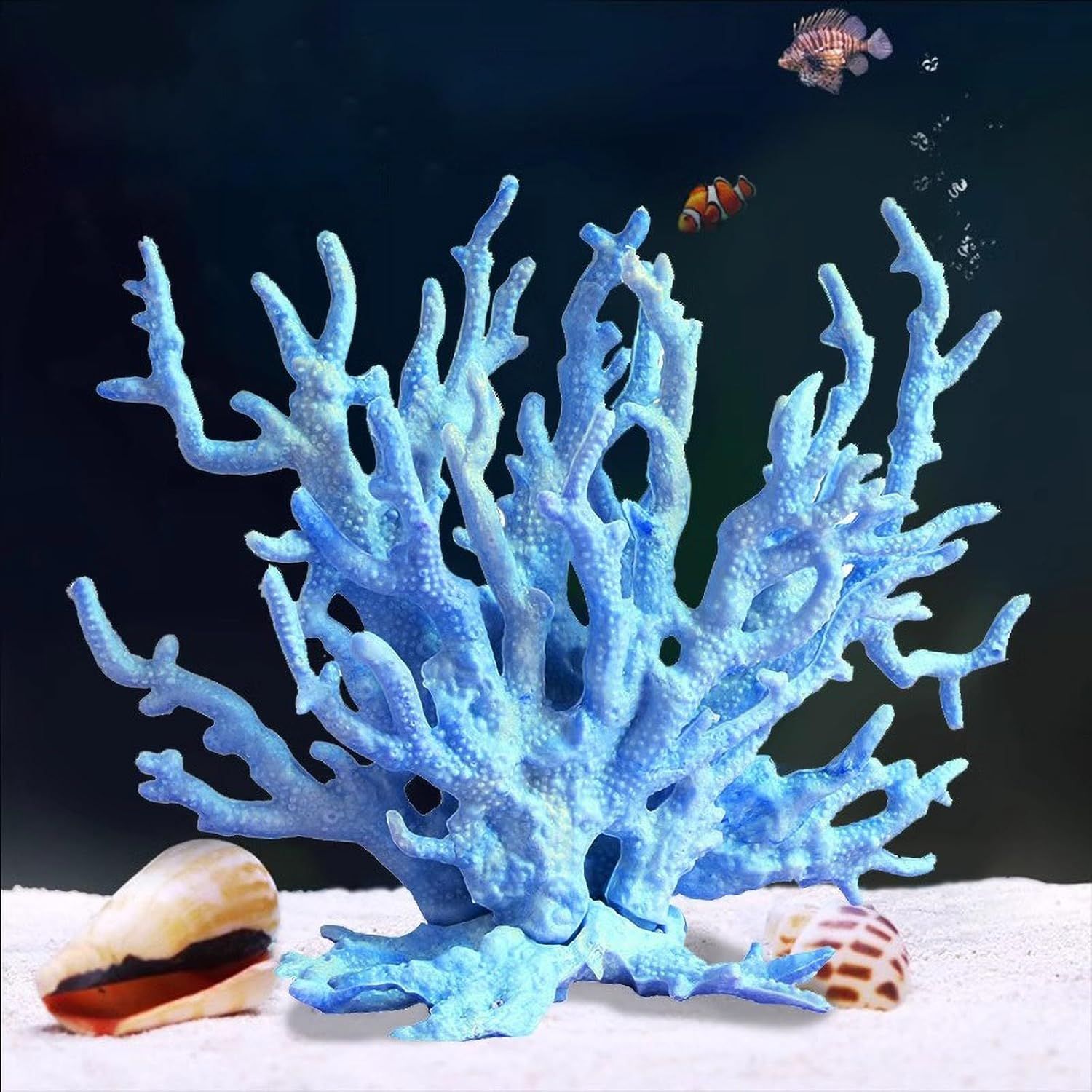 2pcs Artificial Aquarium Coral Ornament Plastic Fish Tank Plants Decoration for Aquarium Landscape （white+blue） - Image 3