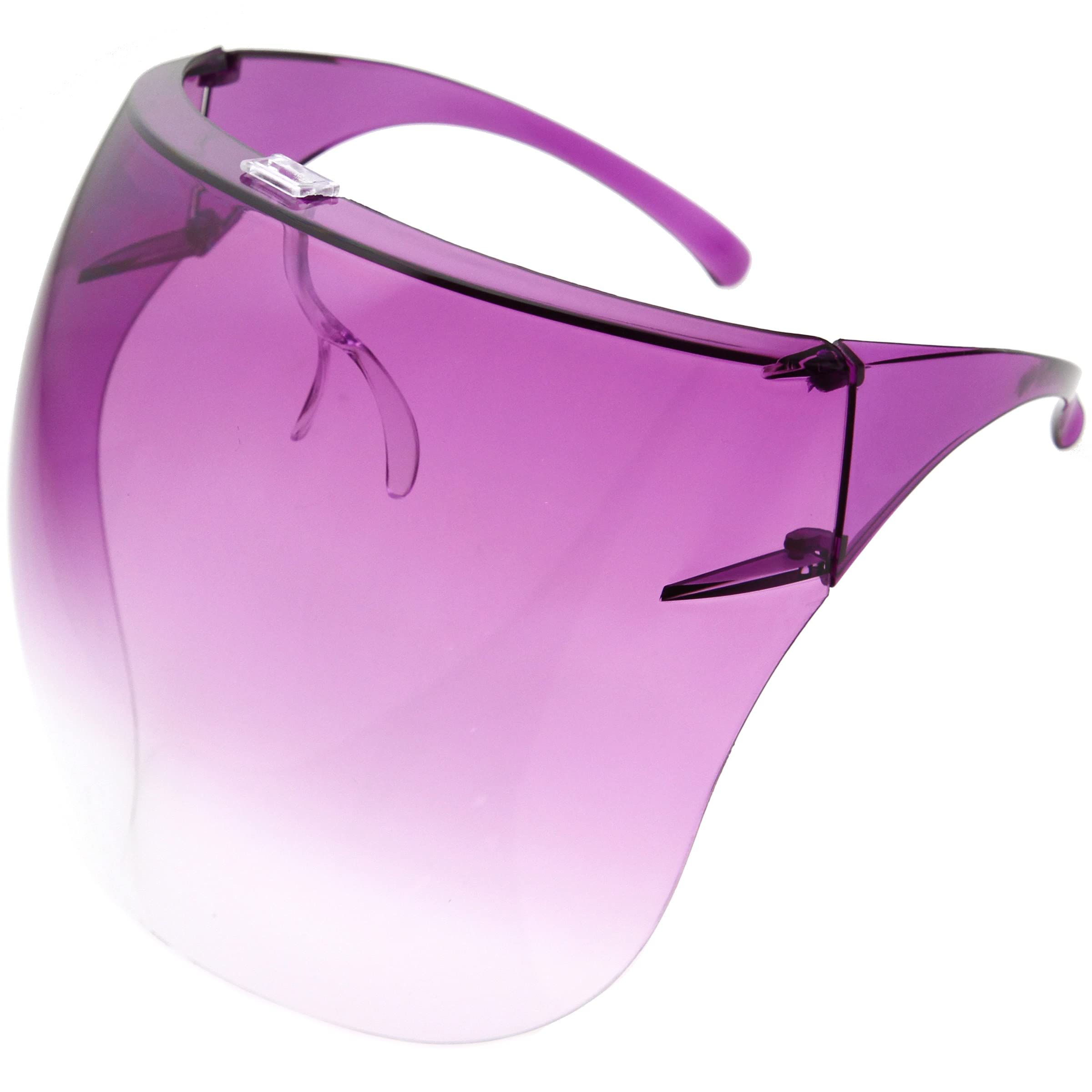 Gradient purple Tinted/Ombre Face Shield Full Cover Visor Glasses/Sunglasses (Full face goggles, protective goggles, protective face mask, splash proof) Amethyst/Fade - Image 2