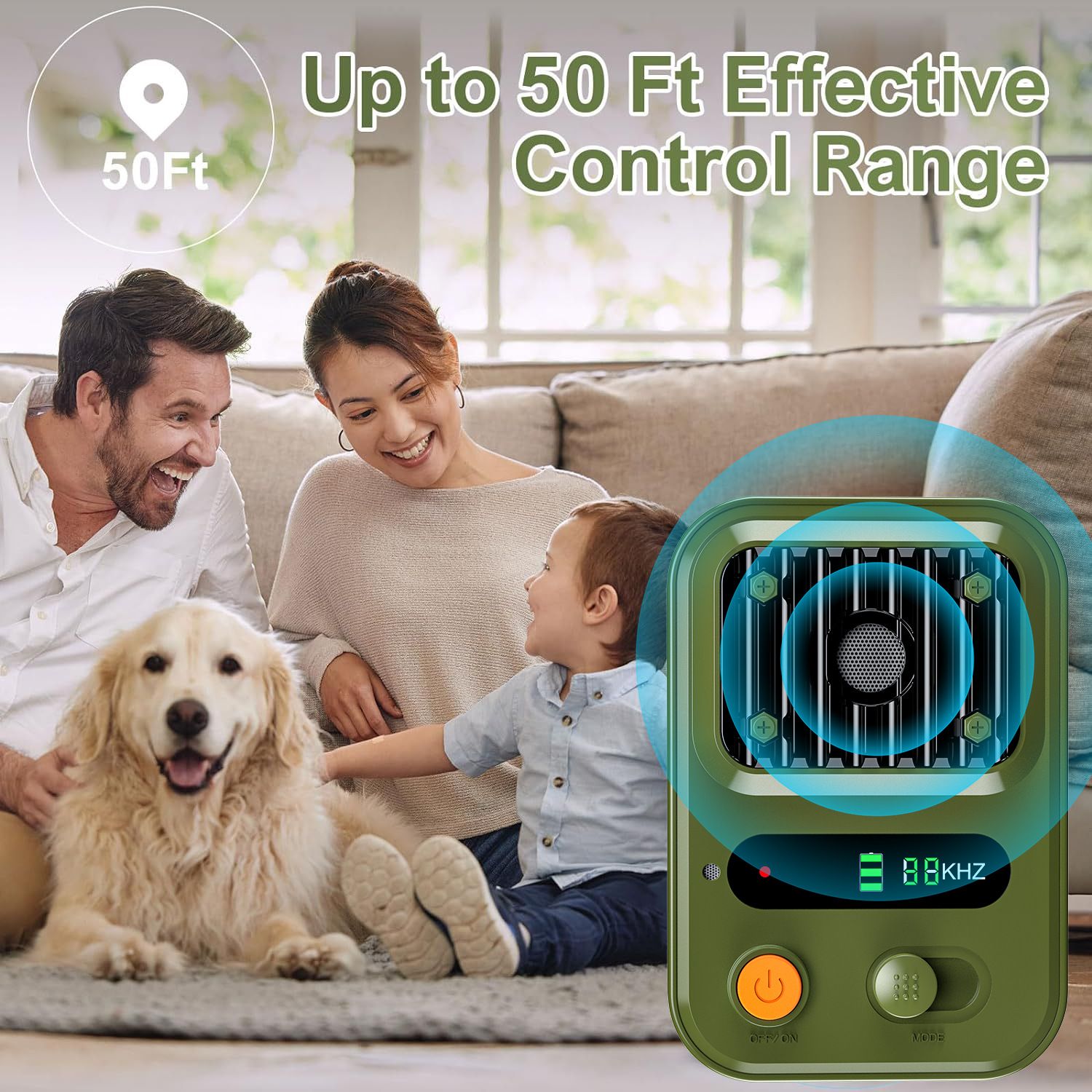 Anti Barking Device for Dogs, Rechargeable Ultrasonic Dog Control Devices Up to 50 Ft Range with 3 Modes,Silencer Sonic Barking Deterrent Indoor/Outdoor Safe for Dog & People green - Image 5