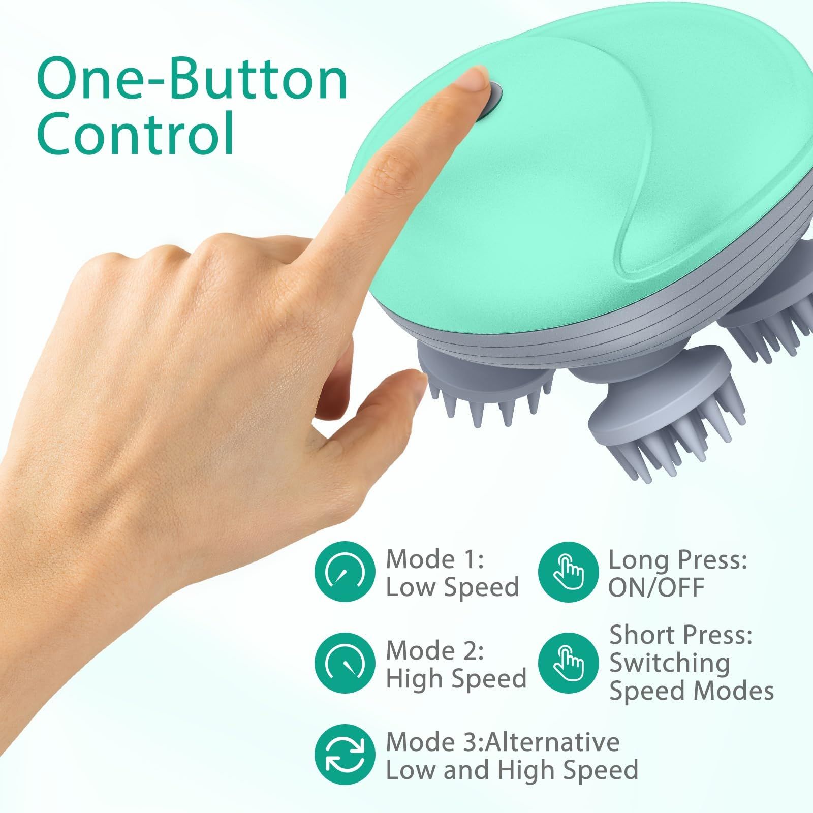 Upgraded Handheld Scalp Massager, with 3 Modes Electric Scalp Massager, Scalp and Back Scratcher for Relieving Tight Stiffness Muscles, Promote Bonding,green - Image 3