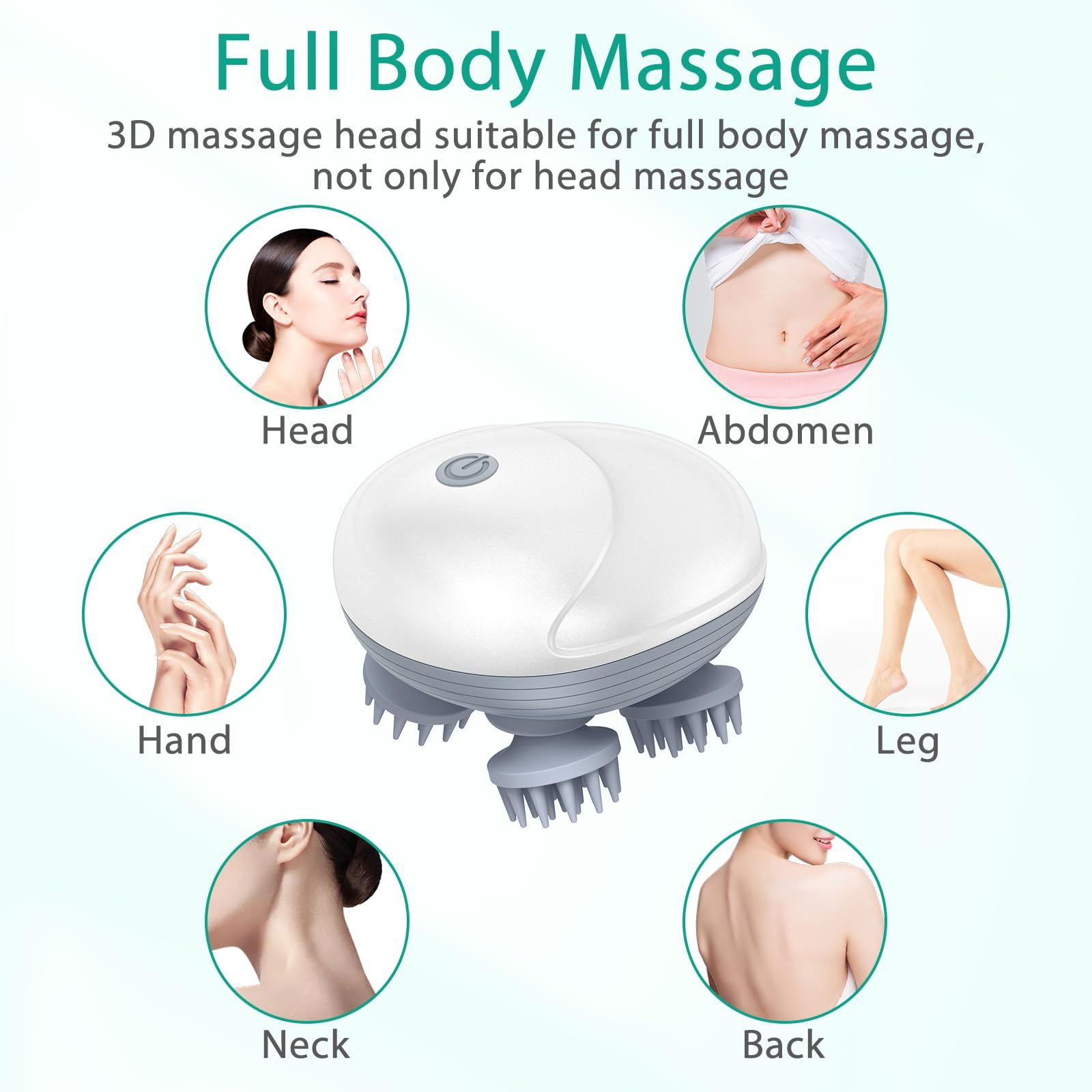 Upgraded Handheld Scalp Massager, with 3 Modes Electric Scalp Massager, Scalp and Back Scratcher for Relieving Tight Stiffness Muscles, Promote Bonding,green - Image 4