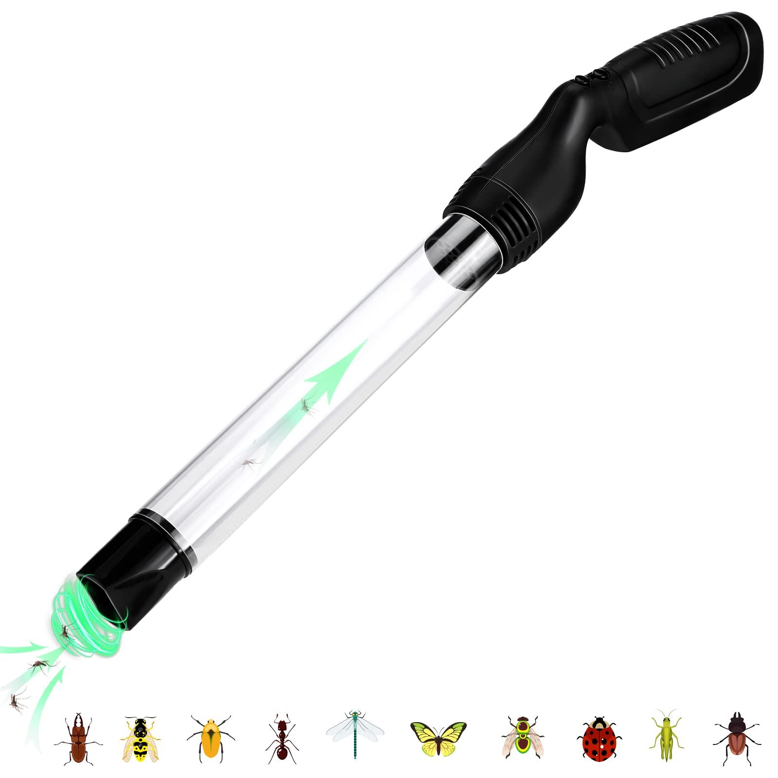 Bug Vacuum Catcher for Adults and Kids with Long Nozzle, Battery Powered Sucker Tool for Spider Cockroach Stink Bug, Humane Insect Vacuum Catcher with LED - Image 1