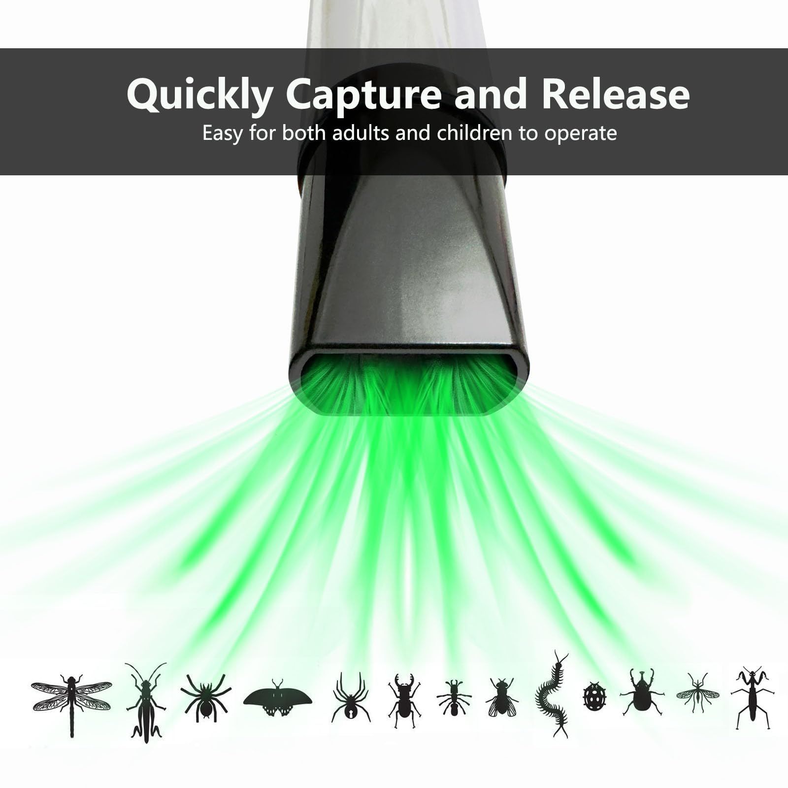 Bug Vacuum Catcher for Adults and Kids with Long Nozzle, Battery Powered Sucker Tool for Spider Cockroach Stink Bug, Humane Insect Vacuum Catcher with LED - Image 2