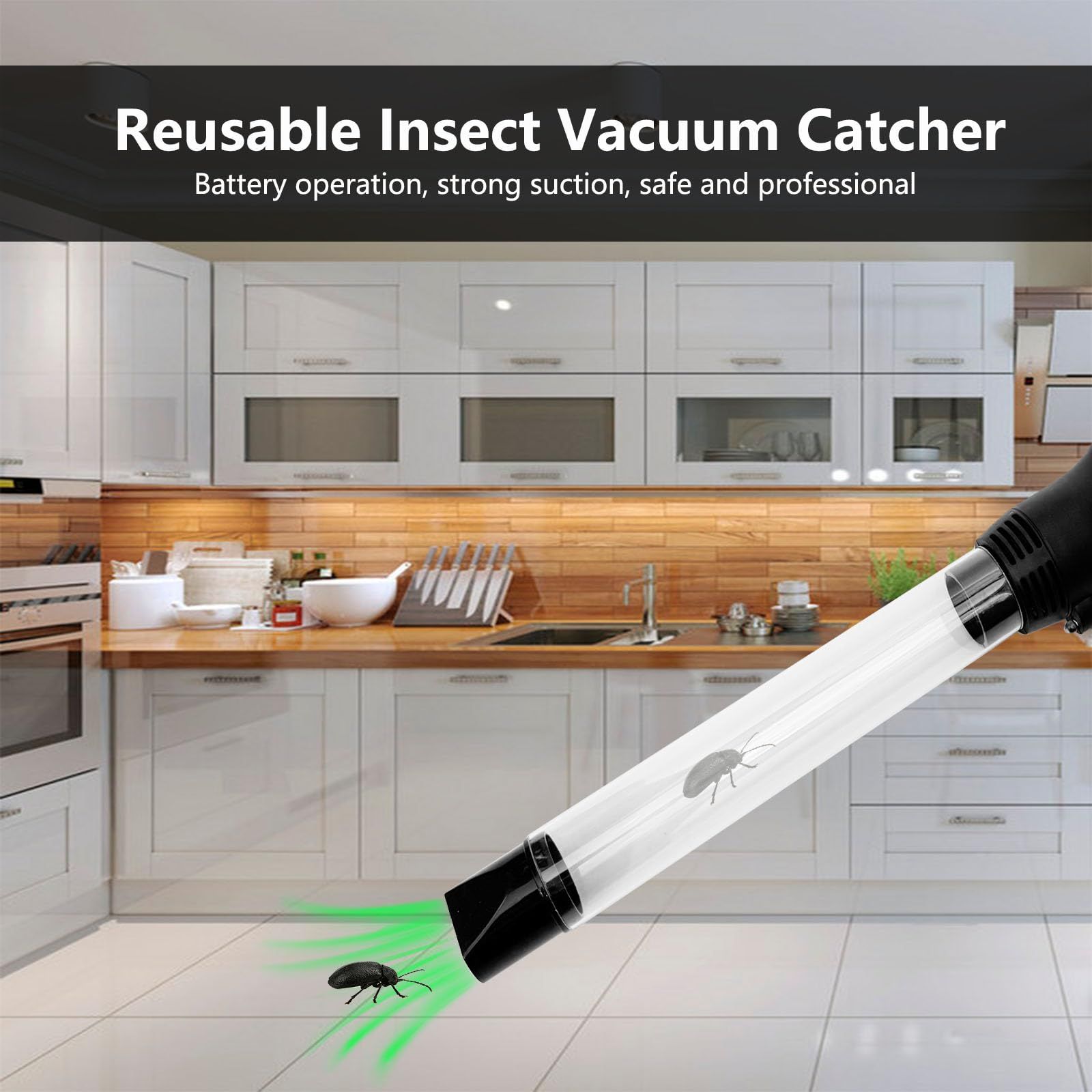 Bug Vacuum Catcher for Adults and Kids with Long Nozzle, Battery Powered Sucker Tool for Spider Cockroach Stink Bug, Humane Insect Vacuum Catcher with LED - Image 3