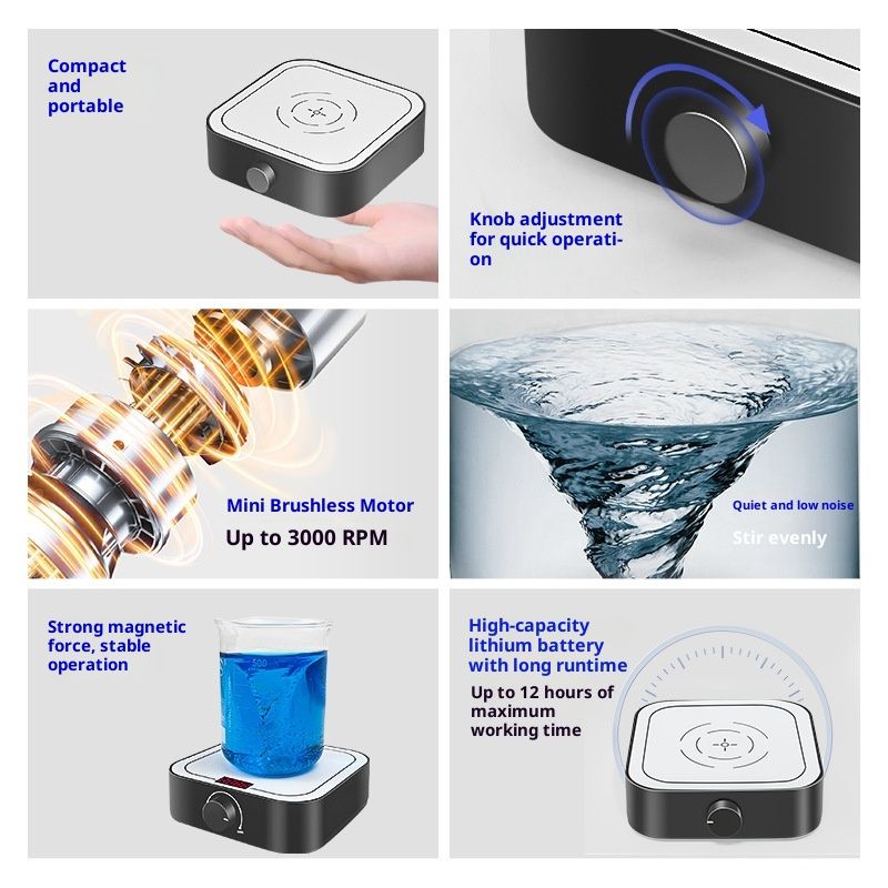 Magnetic Stirrer 3000rpm, Magnetic stir Plate with Stir Bar, Mini Magnetic Mixer Stirrer Max Stirring Capacity 5000mL, Lab Stirrers (No Heating) - Image 2