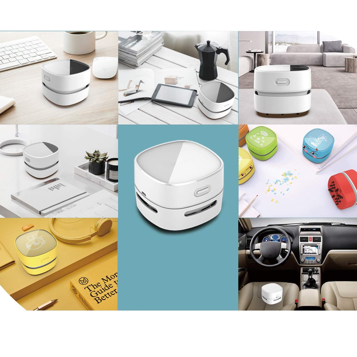 Vacuum Cleaner, Mini Table dust Sweeper Energy Saving,High Endurance mins, Rotatable Design for Keyboard/Home/School/Office (White Charging，7.9*7.9*6cm) - Image 2