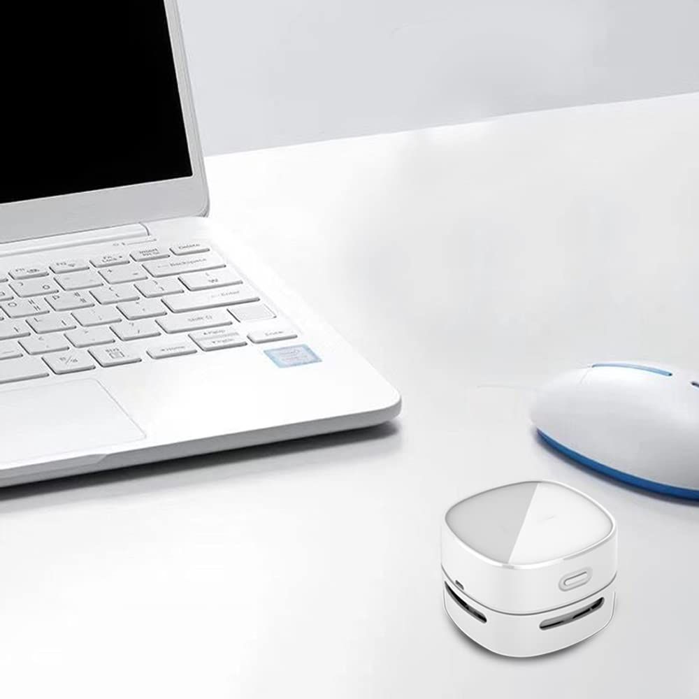 Vacuum Cleaner, Mini Table dust Sweeper Energy Saving,High Endurance mins, Rotatable Design for Keyboard/Home/School/Office (White Charging，7.9*7.9*6cm) - Image 3