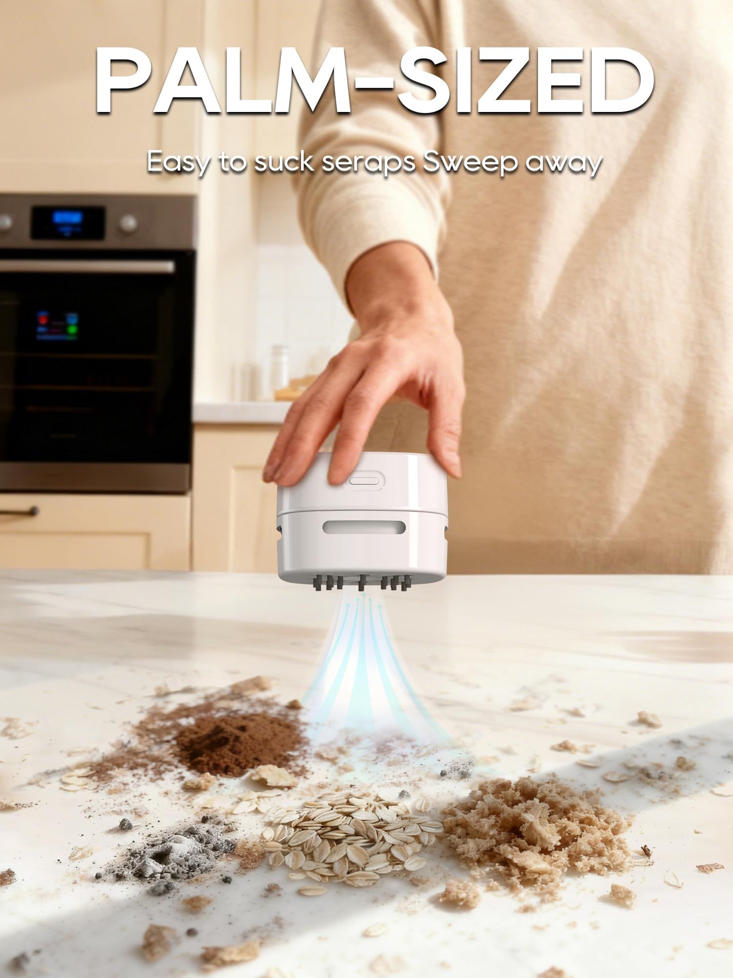 Vacuum Cleaner, Mini Table dust Sweeper Energy Saving,High Endurance mins, Rotatable Design for Keyboard/Home/School/Office (White Charging，7.9*7.9*6cm) - Image 5
