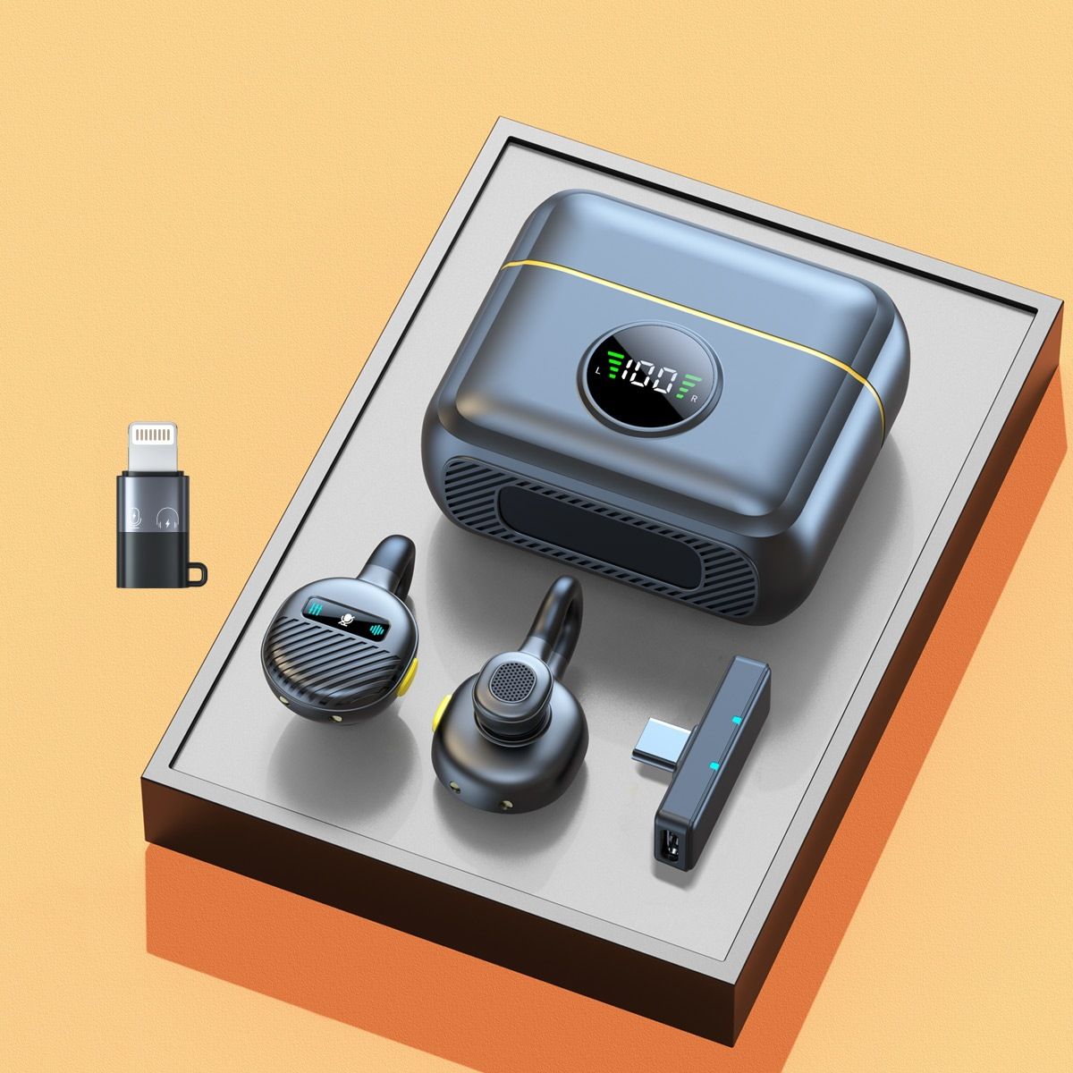 Wireless Lavalier Microphone Mini Clip On Mic with Charging Case, Battery, Noise Canceling Lapel Microphone for Video Recording Vlogging - Image 1