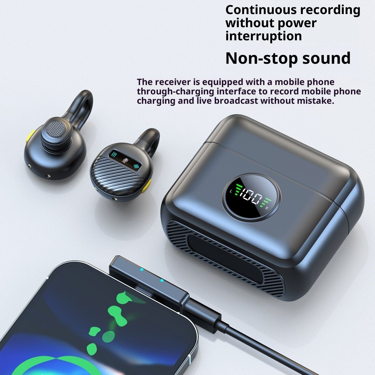 Wireless Lavalier Microphone Mini Clip On Mic with Charging Case, Battery, Noise Canceling Lapel Microphone for Video Recording Vlogging - Image 3