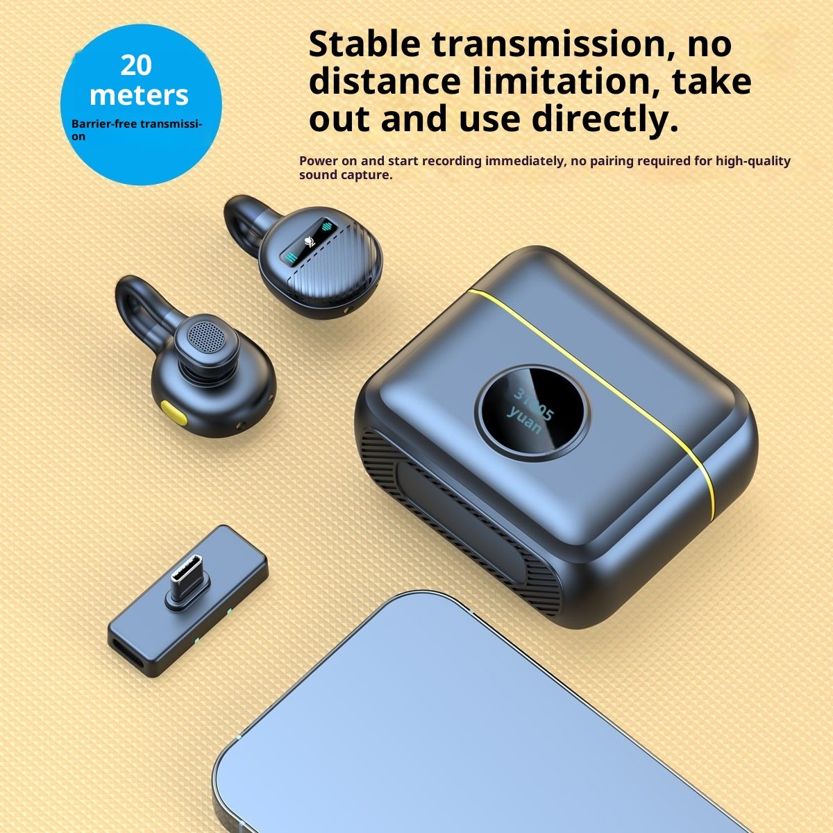 Wireless Lavalier Microphone Mini Clip On Mic with Charging Case, Battery, Noise Canceling Lapel Microphone for Video Recording Vlogging - Image 4