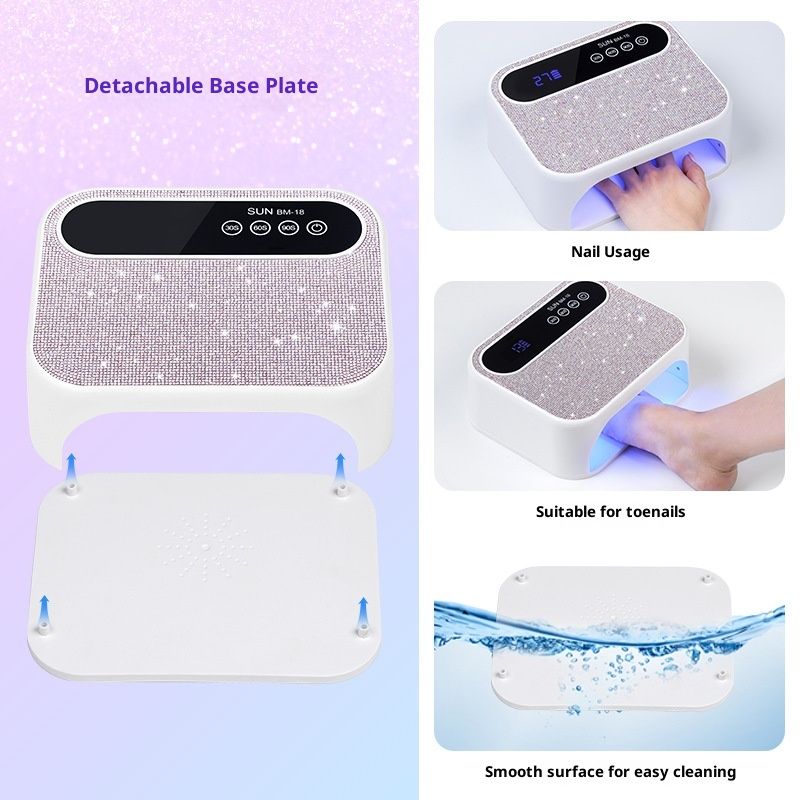 Cordless Nail Lamp, Rechargeable UV Nail Lamp for Gel Nails, LED Nail Lamp with 3 Timer Modes, Gel Nail Light Decorate with Sparkling Nail Rhinestones Diamond (Sparkly Diamond) - Image 5