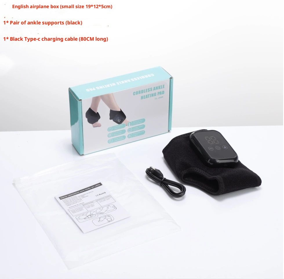 Cordless Foot and Ankle Massager with Heat, Ankle Heating Pad Wrap with Massage, Ankle Massager for Pain Relief, 3 Heat & Vibration Settings, Auto Shut-Off  1pcs black 17*1cm - Image 5