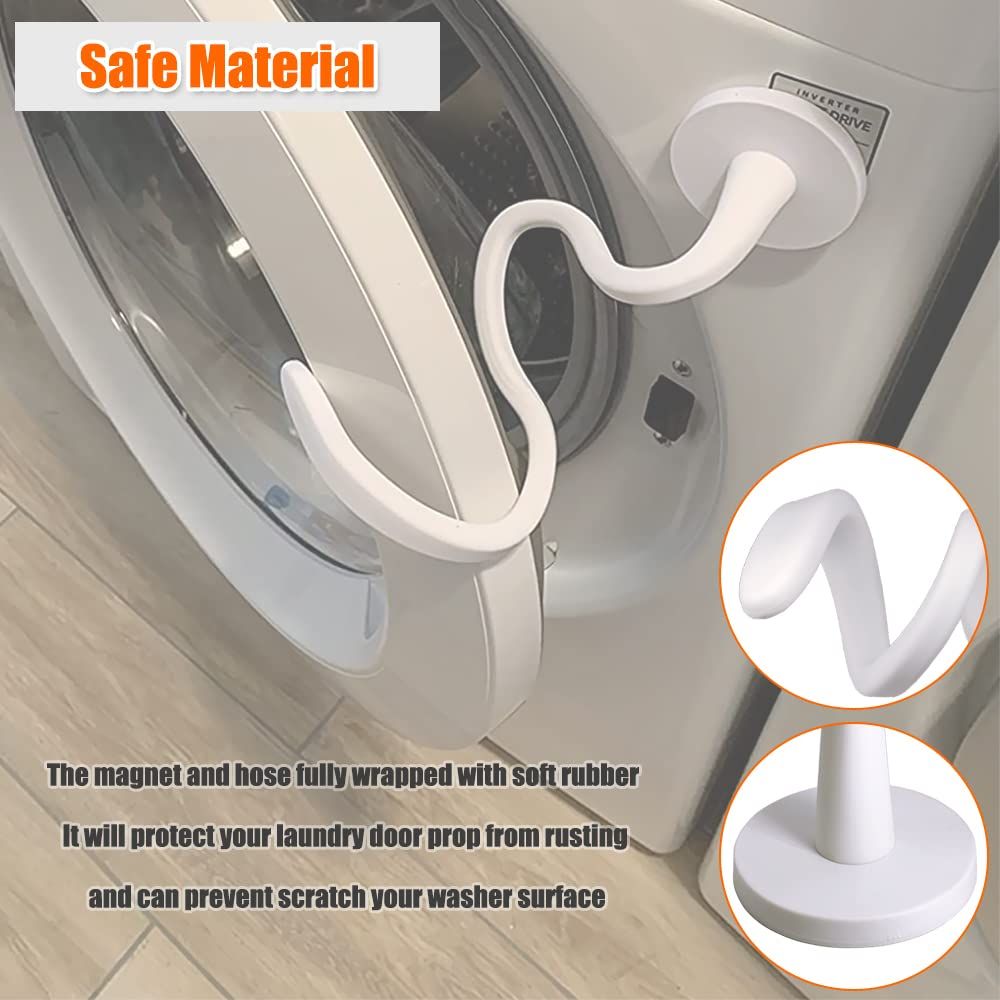 Front Load Washer Door Prop, Magnetic Flexible Washer and Dryer Door Support Keep Washer Drying Door Open to Keep Dry (White, 2pcs) - Image 2