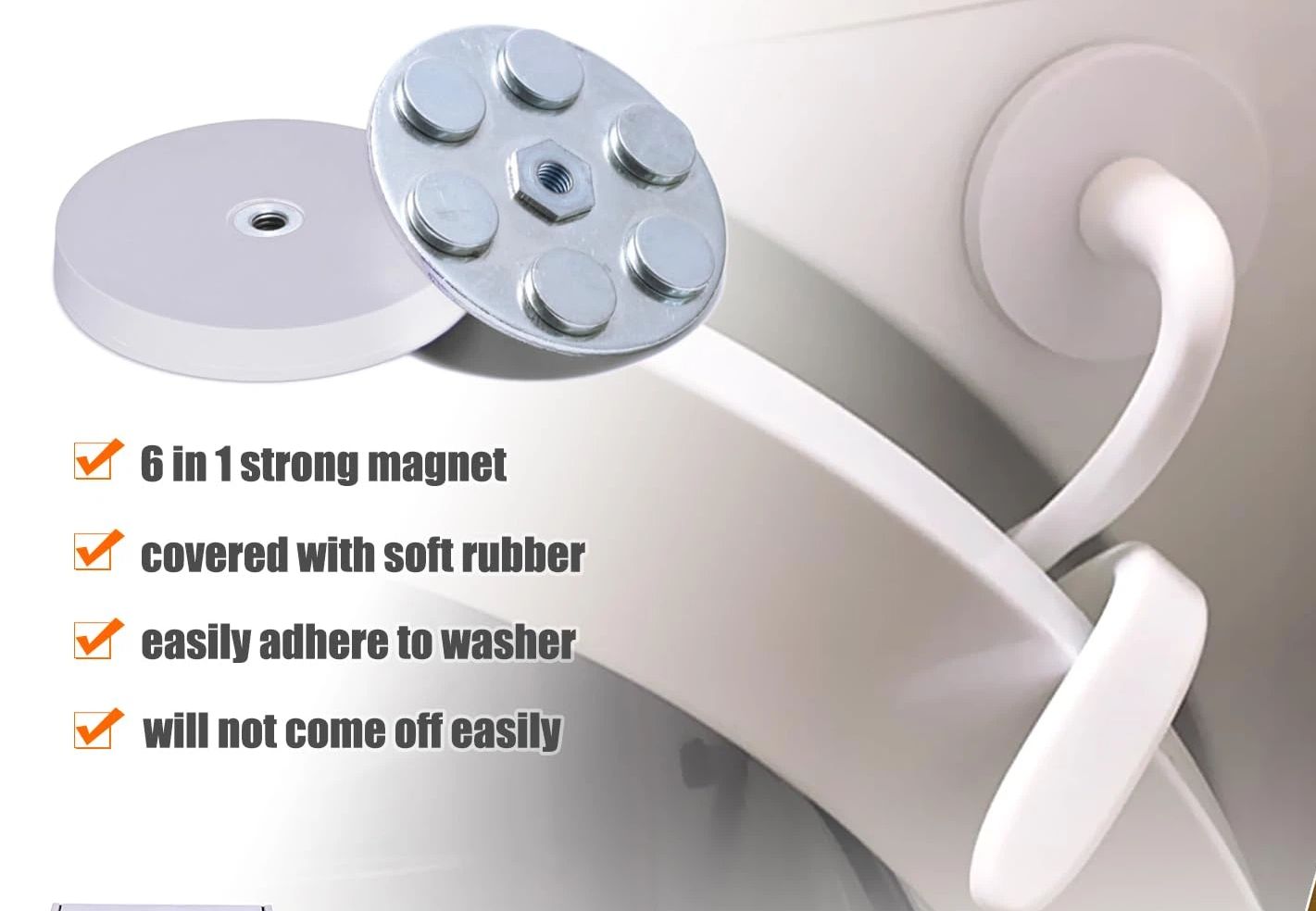Front Load Washer Door Prop, Magnetic Flexible Washer and Dryer Door Support Keep Washer Drying Door Open to Keep Dry (White, 2pcs) - Image 3