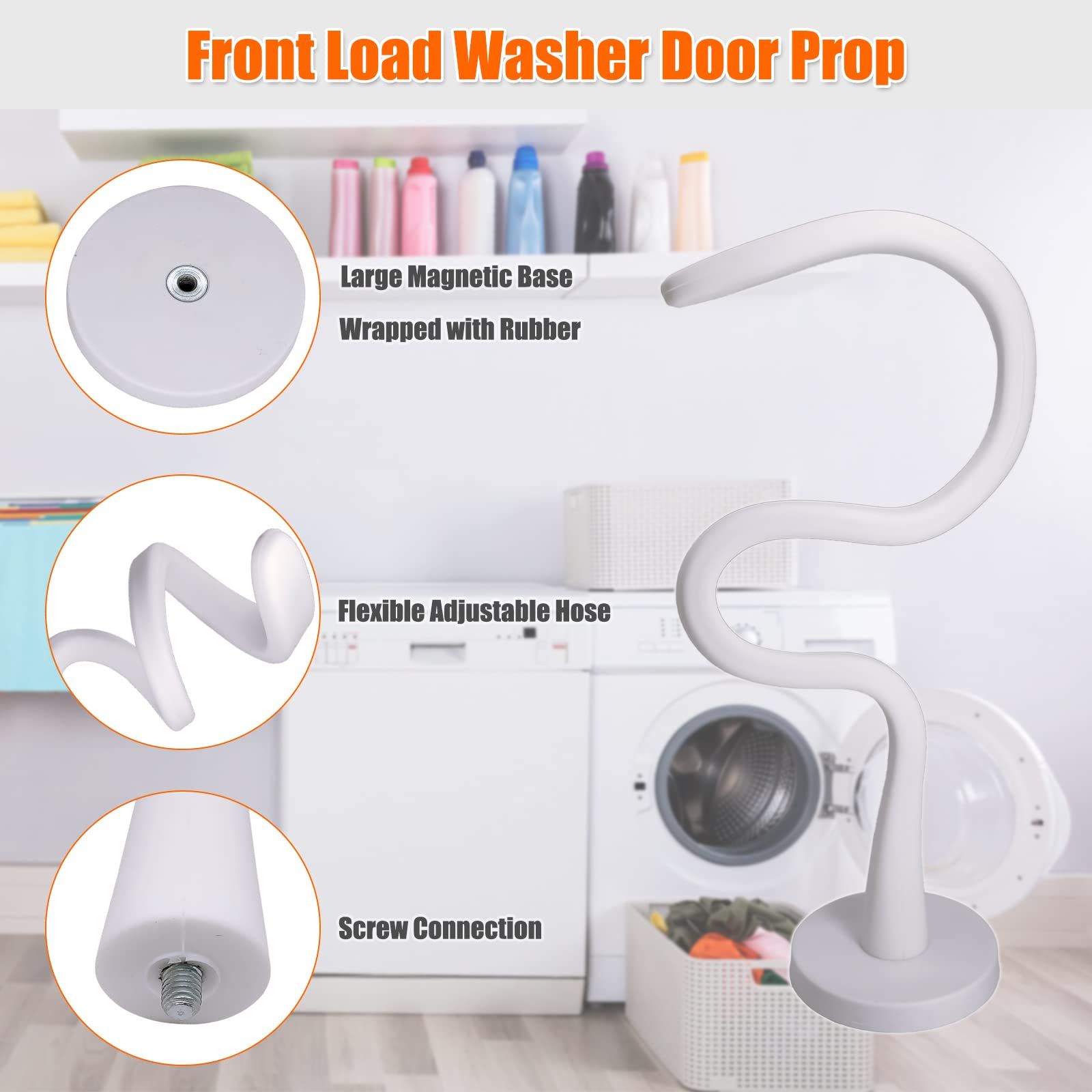 Front Load Washer Door Prop, Magnetic Flexible Washer and Dryer Door Support Keep Washer Drying Door Open to Keep Dry (White, 2pcs) - Image 4