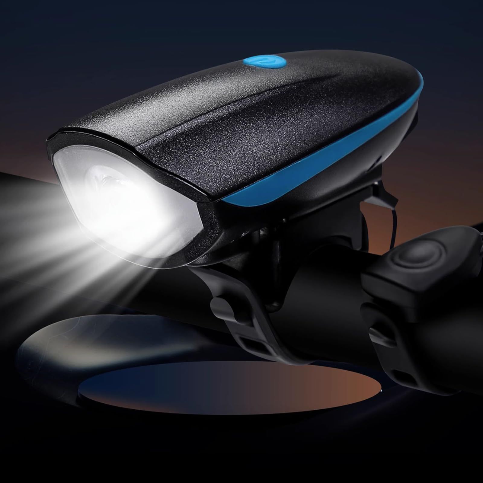 Bike Lights with Horn Set USB Rechargeable Bike Accessories for Kids Adults Waterproof Mountain, Night Riding（7588 horn headlights blue） - Image 4