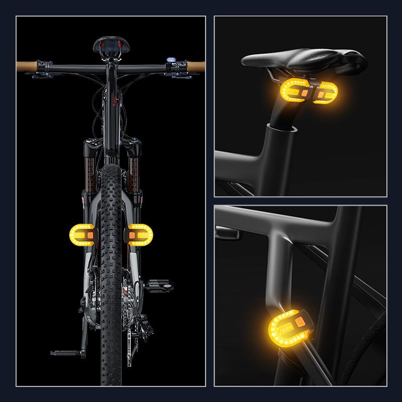Bike Turn Signals,Bright Bicycle Turn Signals Front Back IPX5 Waterproof Wireless Remote Control Rear Bike Light USB Rechargeable LED Bike Flashlight - Image 2