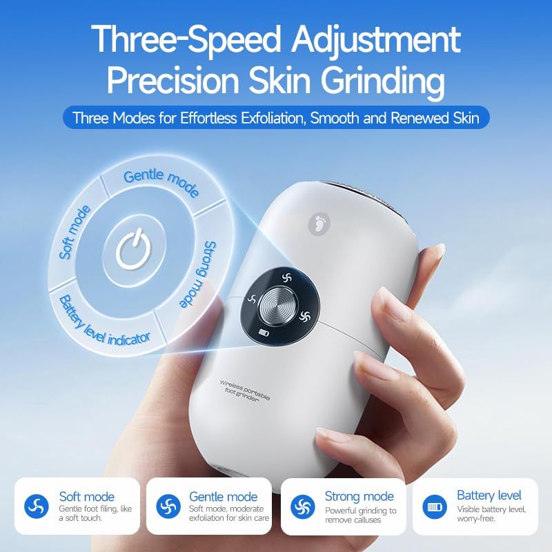 Electric Foot Callus Remover for Women Men,  Rechargeable Callus Remover for Feet, Portable Feet Grinder for Cracked Dry Heels, （white） - Image 2