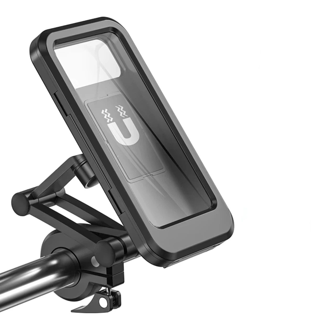 Phone Mount with Waterproof Protector, 360 Degree Adjustable Holder, Compatible with 7inch Roll Bar， Cell Phone - Image 1